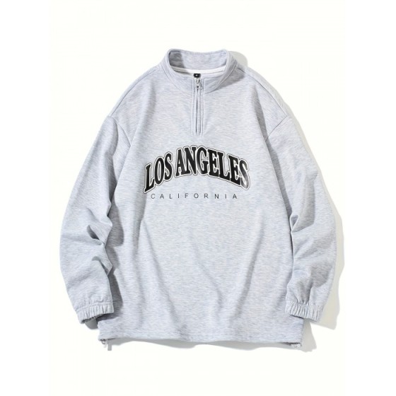 Men's Trendy Letter Print Long Sleeve Casual Sports Sweatshirt - Perfect for Outdoor Activities