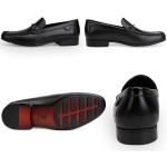 Leather Dress Shoes for Men, Luxury Classic Moc-Toe Penny Shoes Bit Slip-on Loafer for Mens